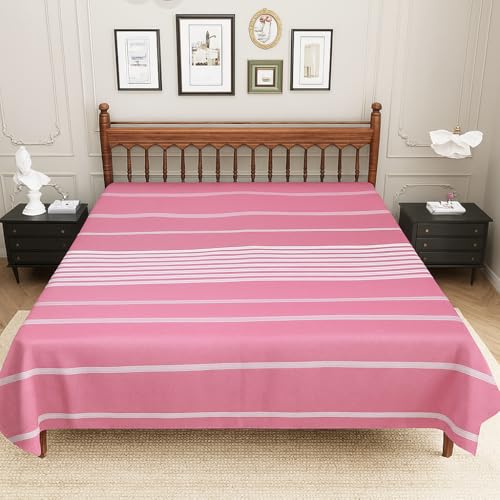 Värde Bedsheet for Double Bed | Handmade Cotton Double Bedsheet 210 Thread Count | Summer King Size BedSheet 90x100 Inches (7.5 x 8.3 Feet) | Handloom Design | Without Pillow Covers_Light Mauve - Image 2