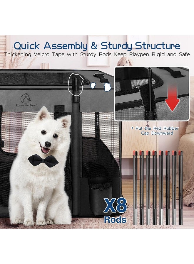 Romantic bear 44x34x24 Inches Dog Playpen,Pet Playpen,Foldable Puppy Cat Playpen,Portable Exercise Kennel Tent Crate,Water-Resistant Breathable Shade Cover,Indoor Outdoor Travel Camping Use for Small Animals(L) - Image 3