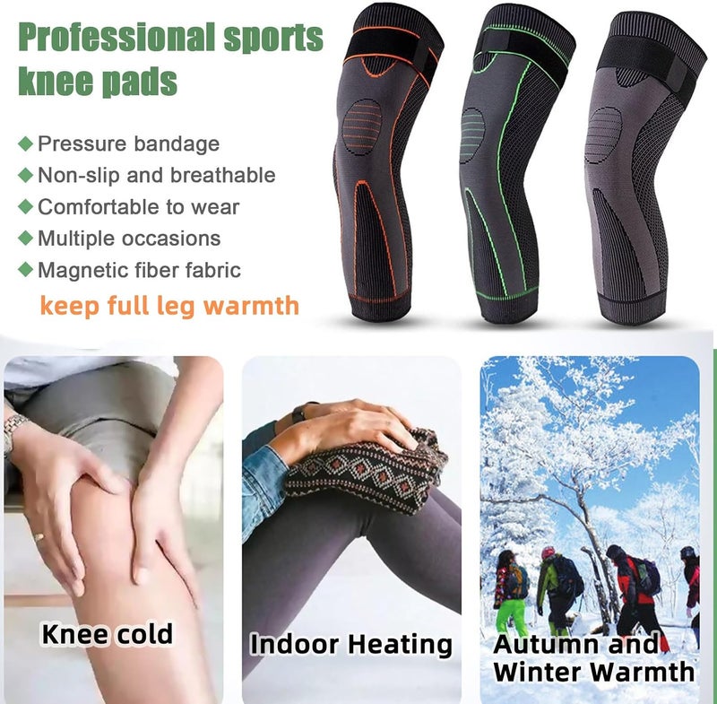 Ofrdncy Leg Compression Sleeve Full Leg 2 Pack Long/Self-Heating Knee Brace for Men Women Knee Support Protector for Running,Weightlifting, Workout and other Sport-4Sizes - Image 4