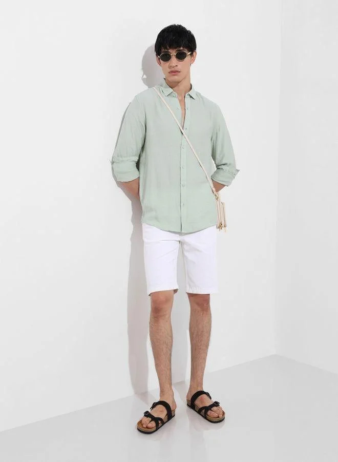 ذا انديان كراج كو Men Regular Fit Solid Round Neck Full Sleeves Shirt