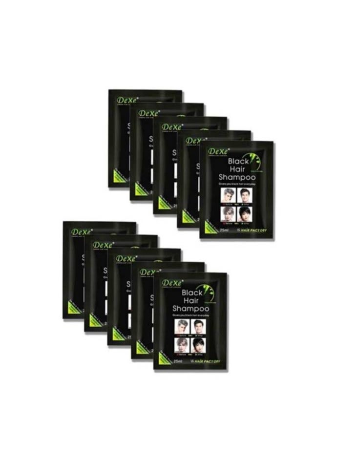 Dexe Black Hair Dye and Colouring Shampoo, 10 Sachets - Image 2