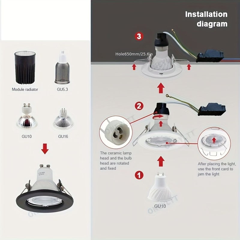 3 Inch Black Recessed Light Trim Metal Step Baffle for GU10 MR16 Ceiling Spot Lights - Image 2