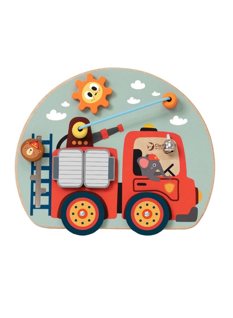Classic World Fire Engine Busy Board - Wooden Activity Toy for Toddlers, Fire Truck Theme, Zipping, Buttoning, Tying Activities, Early Childhood Toy, Educational Gift for Kids - Image 2