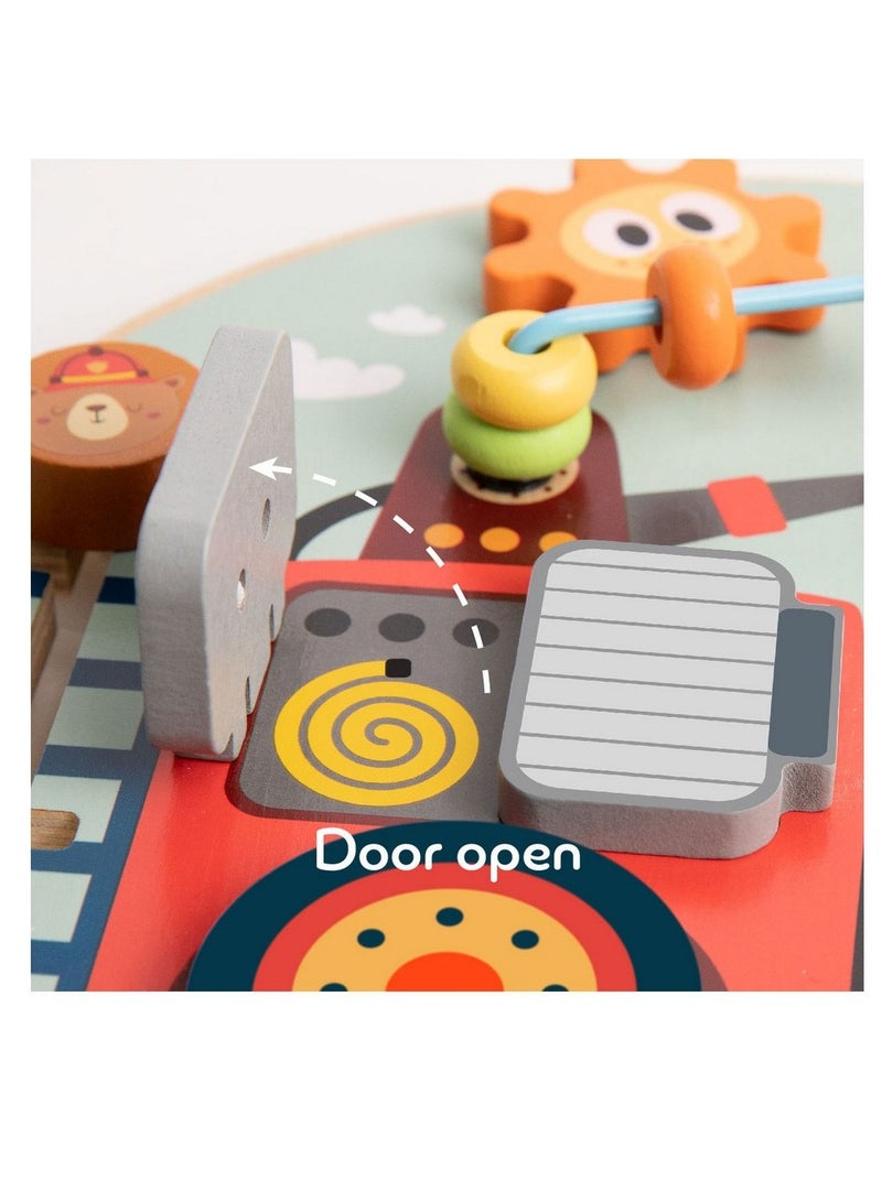Classic World Fire Engine Busy Board - Wooden Activity Toy for Toddlers, Fire Truck Theme, Zipping, Buttoning, Tying Activities, Early Childhood Toy, Educational Gift for Kids - Image 3