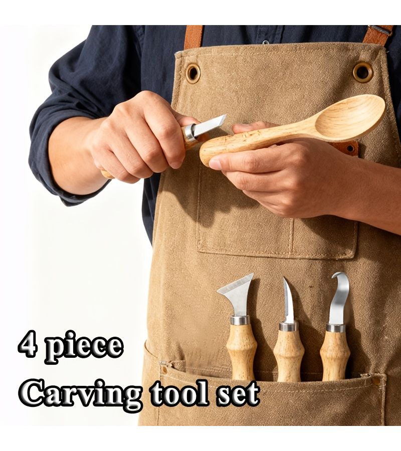 Stainless Steel 4 Piece Wood Carving Tool Set For Diy Beginners - Image 1