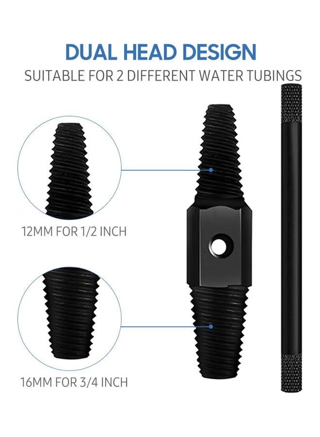 Durable Hand Operated Pipe Wrench For Plumbing 350Mm With Screw Extractor 1/2" + 3/4" Dual Use Double Head Pipe Broken Screw (Plumbing tools set) - Image 4