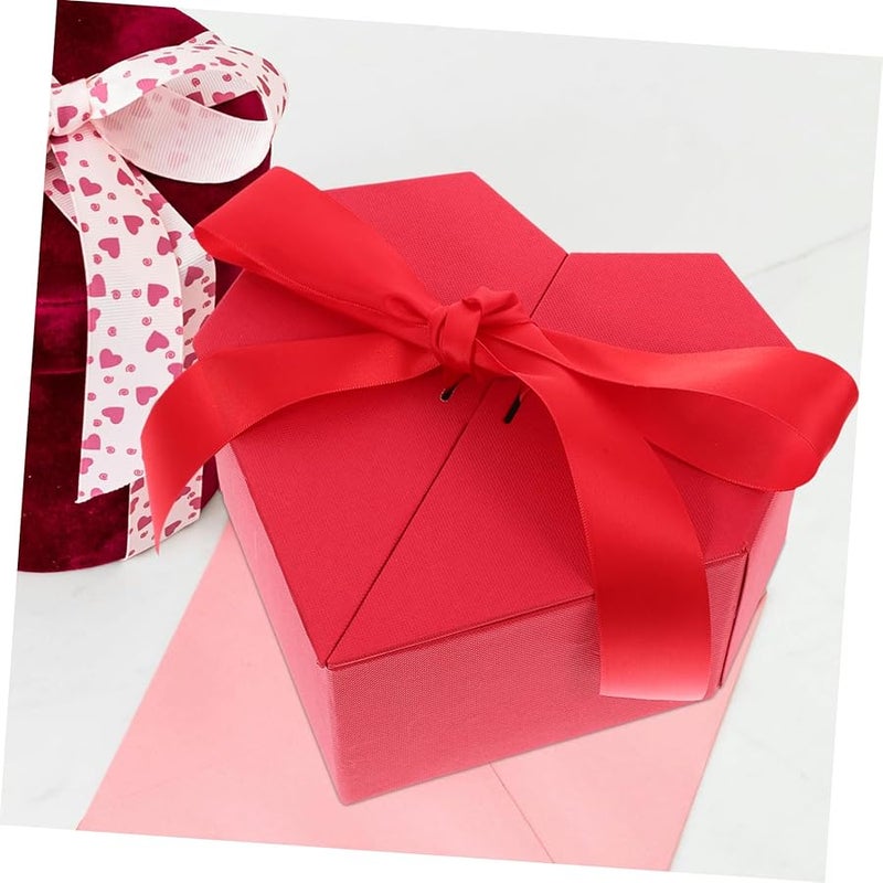 صندوق زهور على شكل قلب أحمر هدية زفاف حاوية زخرفية رومانسية لعيد الحب والذكرى السنوية - Image 5