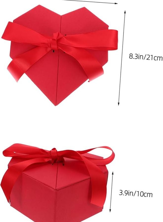 صندوق زهور على شكل قلب أحمر هدية زفاف حاوية زخرفية رومانسية لعيد الحب والذكرى السنوية - Image 3