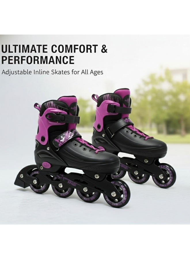 OVERS Adjustable Inline Skates for Kids & Teens with LED Light-Up Wheels – Professional Roller Blades with Triple Protection Buckle, Velcro Strap & Laces, Indoor Outdoor Skating Shoes Black Pink - Image 5
