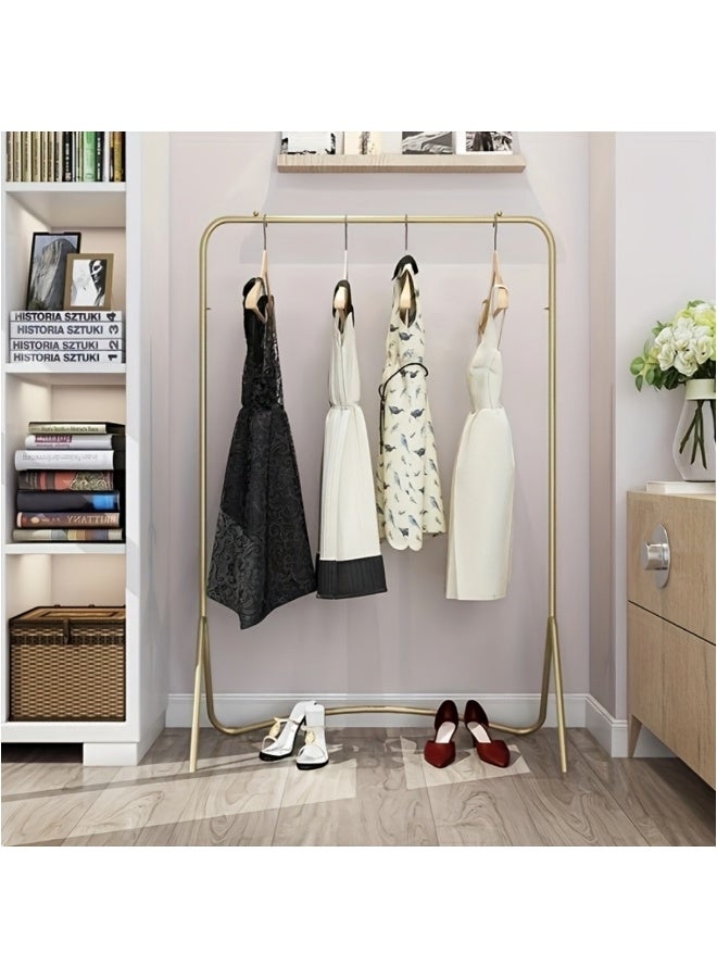 HXDream Freestanding Wrought Iron Clothes Rack, Modern Simple Bedroom Garment Hanger, Small Indoor Hanging Rod for Clothes and Bags, Multipurpose Use（Gold）80*40*160CM - Image 3