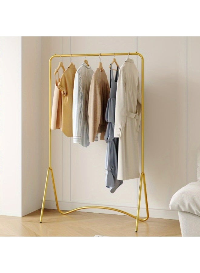 HXDream Freestanding Wrought Iron Clothes Rack, Modern Simple Bedroom Garment Hanger, Small Indoor Hanging Rod for Clothes and Bags, Multipurpose Use（Gold）80*40*160CM - Image 1