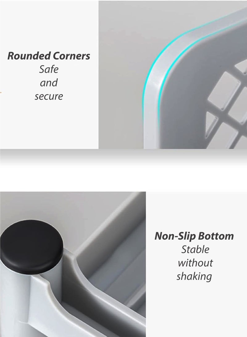 توشيونيكس منظم تخزين ورف تخزين من طبقتين تحت الحوض T114599 - رف متعدد الوظائف قابل للسحب للأدراج للمطبخ والحمام وسطح العمل والخزانة | منظم سلة منزلقة، بلاستيك متين وإطار من الفولاذ المقاوم للصدأ - Image 2