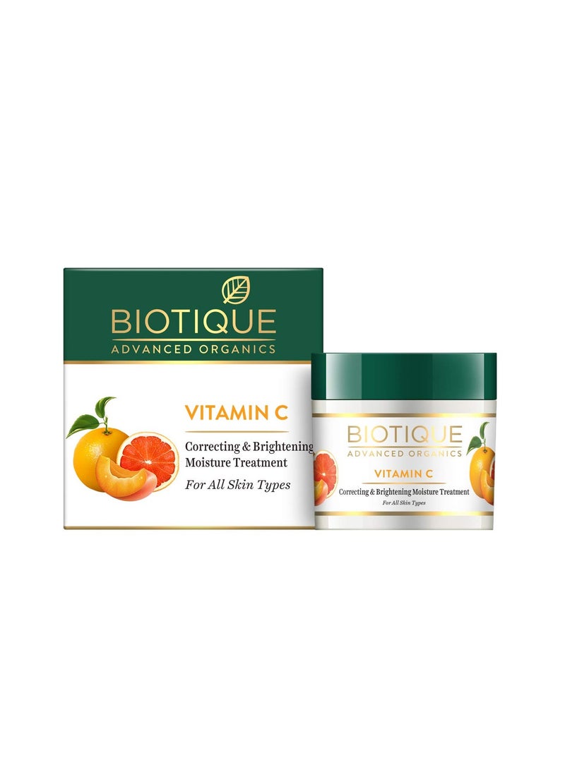 Biotique Vitamin C Correcting and Brightening Non Greasy Face Cream for All Skin Types, 50g | Younger Skin, Brighter - Image 1