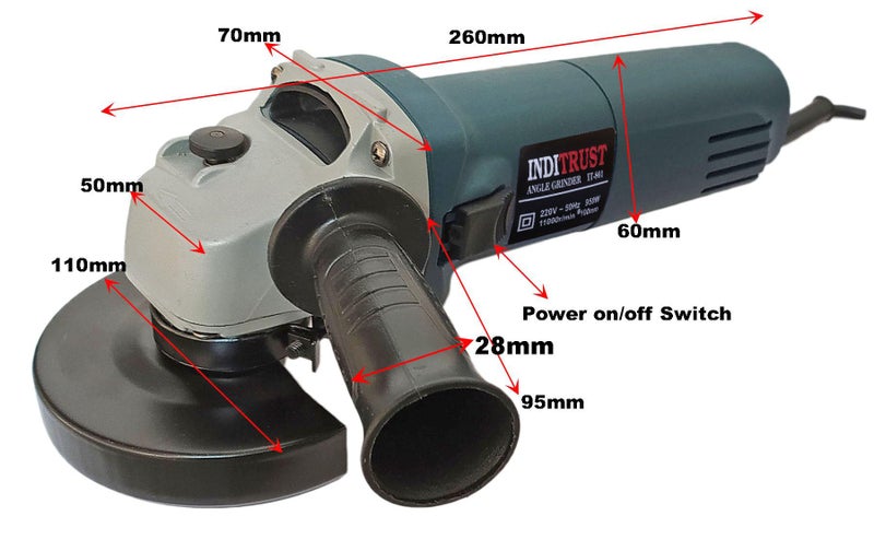 Inditrust New 850W Blue Angle grinder machine & 10mm Drill machine 11pc wheel 2pc Masonry 1pc Bolt Angle Grinder - Image 3