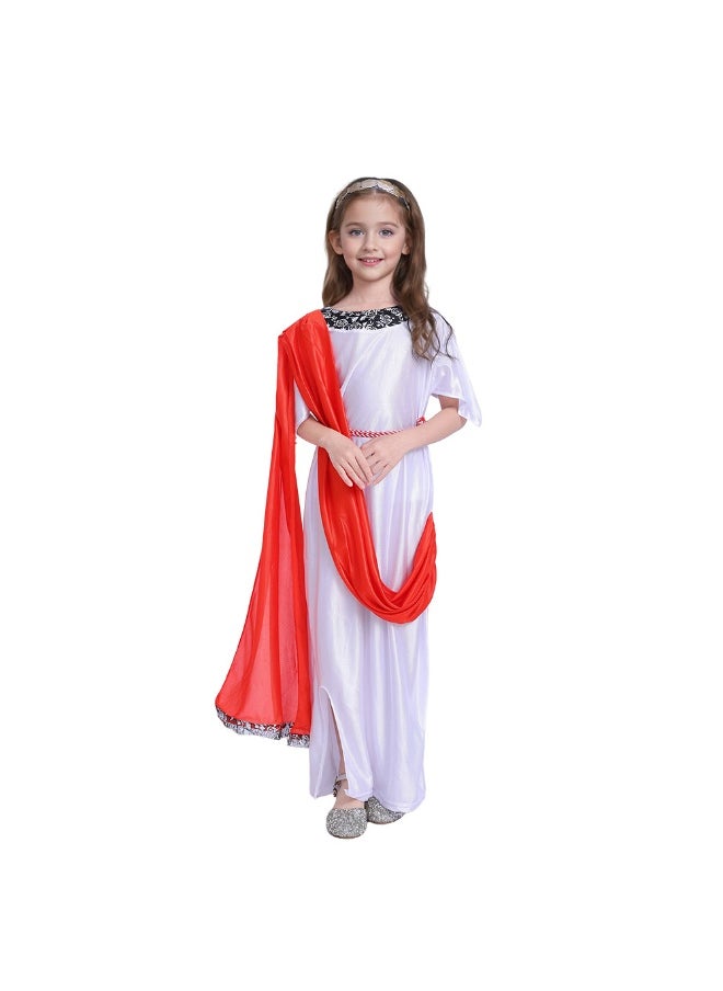 Al Aoyama Roman Greek Princess Costume for Girls, Kids Toga Dress with Leaf Crown & Belt Inspired Ancient Princess Halloween Outfit Stage Performance (Size 2-7)  - Image 3