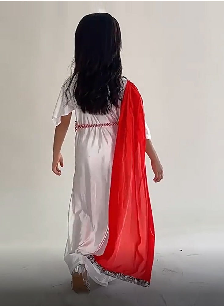 Al Aoyama Roman Greek Princess Costume for Girls, Kids Toga Dress with Leaf Crown & Belt Inspired Ancient Princess Halloween Outfit Stage Performance (Size 2-7)  - Image 5