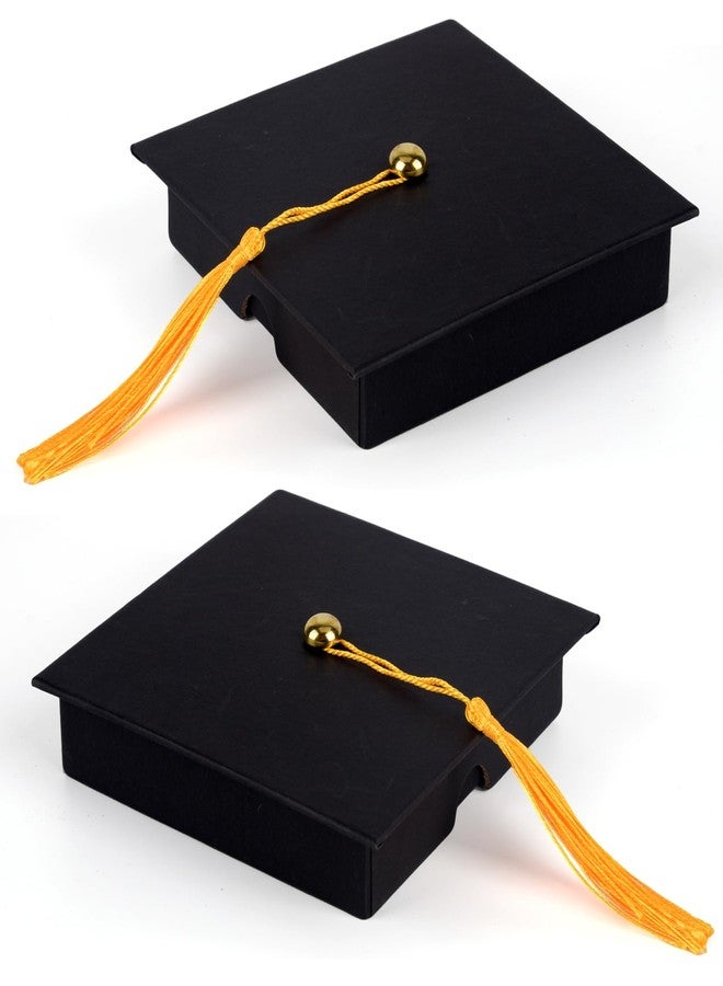 Qumenan 2 Pcs Graduation Gift Box with Tassel Graduation Card Box Grad Keepsake Memory Decor for College Graduate High School Party Favor Supply (Black) - Image 1