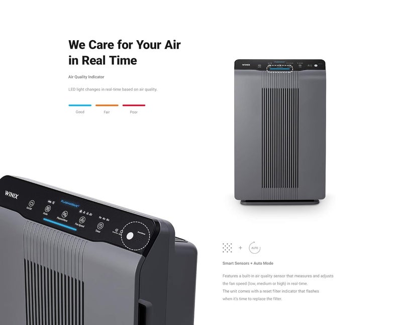 Winix Premium 4 Stage Air PurifierKills VirusBacteria Only Guaranteed Tripple Certified Uk AllergyEcarf Cadr 390M3Aham 360Sqft Upto 1065 Sqft2 Year WarrantyKorean Brand 53002Gray