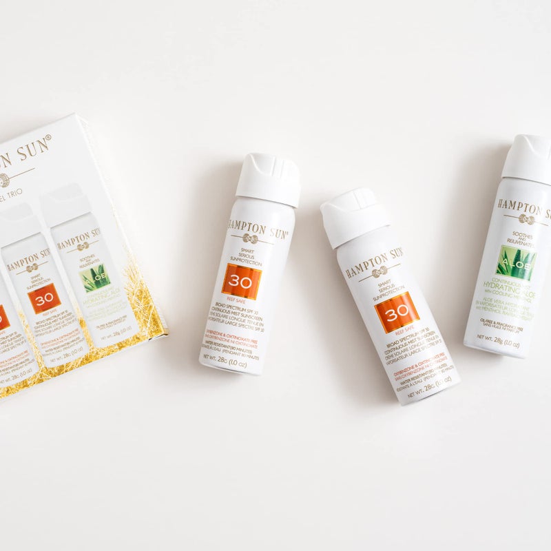 Hampton Sun Travel Trio Kit | SPF 30 1 oz. Continuous Mist Sunscreen + Hydrating Aloe Continuous Mist 1 oz. | Broad-Spectrum, Advanced Water + Sweat Resistance | Soothing + Hydrating Sunburn Relief - Image 2