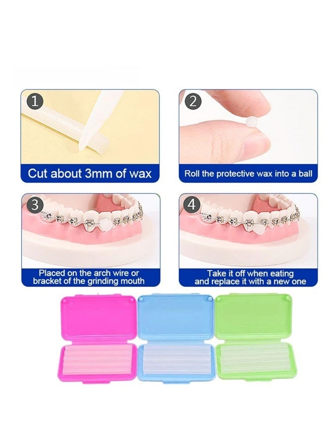 شمع تقويم الأسنان، عبوة من 6 قطع، شمع تقويم الأسنان للعناية بالأسنان لمرتدي تقويم الأسنان (عبوة من 6 قطع، ألوان متعددة) - Image 2