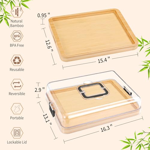 CAWIU Portable Travel Charcuterie Board with Lid and Handle - Large Bamboo Cheese Board with 4 Cheese Knife Set for Outdoor, Picnics - Weddings, House Warming Gift for Women (1 Compartment, Black) - Image 4