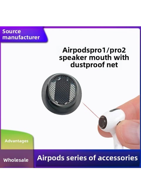 Suitable For Apple Bluetooth Headset AirPods Pro1 Pro2 Bell Mouth Net Black Bean Metal Mesh Ring Original-Color:pro1 Black Bean Left One