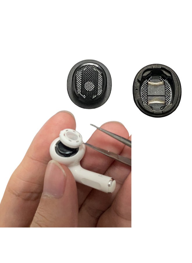 Suitable For Apple Bluetooth Headset AirPods Pro1 Pro2 Bell Mouth Net Black Bean Metal Mesh Ring Original-Color:pro1 Black Bean Left One