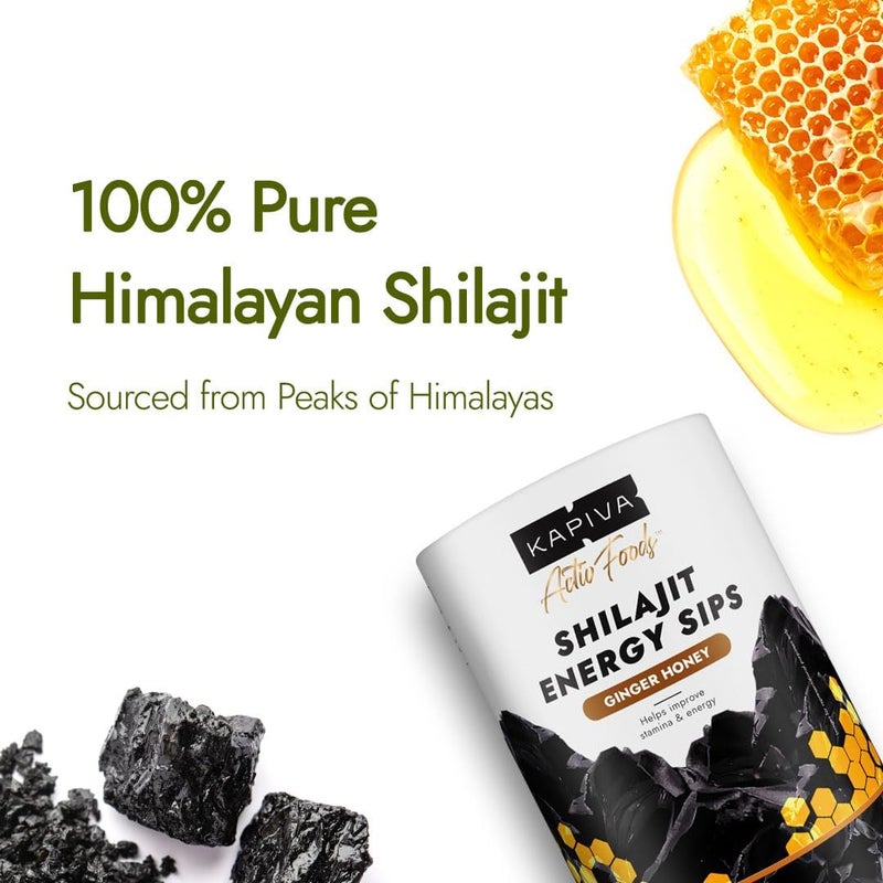 Kapiva Shilajit Energy Sips - Ginger Honey Flavor, 30 Sachets with 250mg Pure Shilajit Each - Image 4