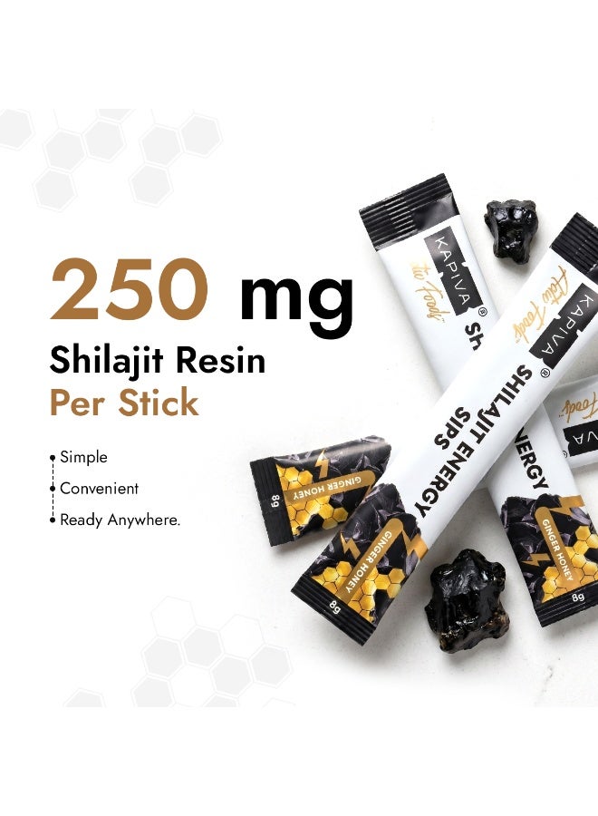 Kapiva Shilajit Ginger Honey Energy Sips Sachet 30Pcs