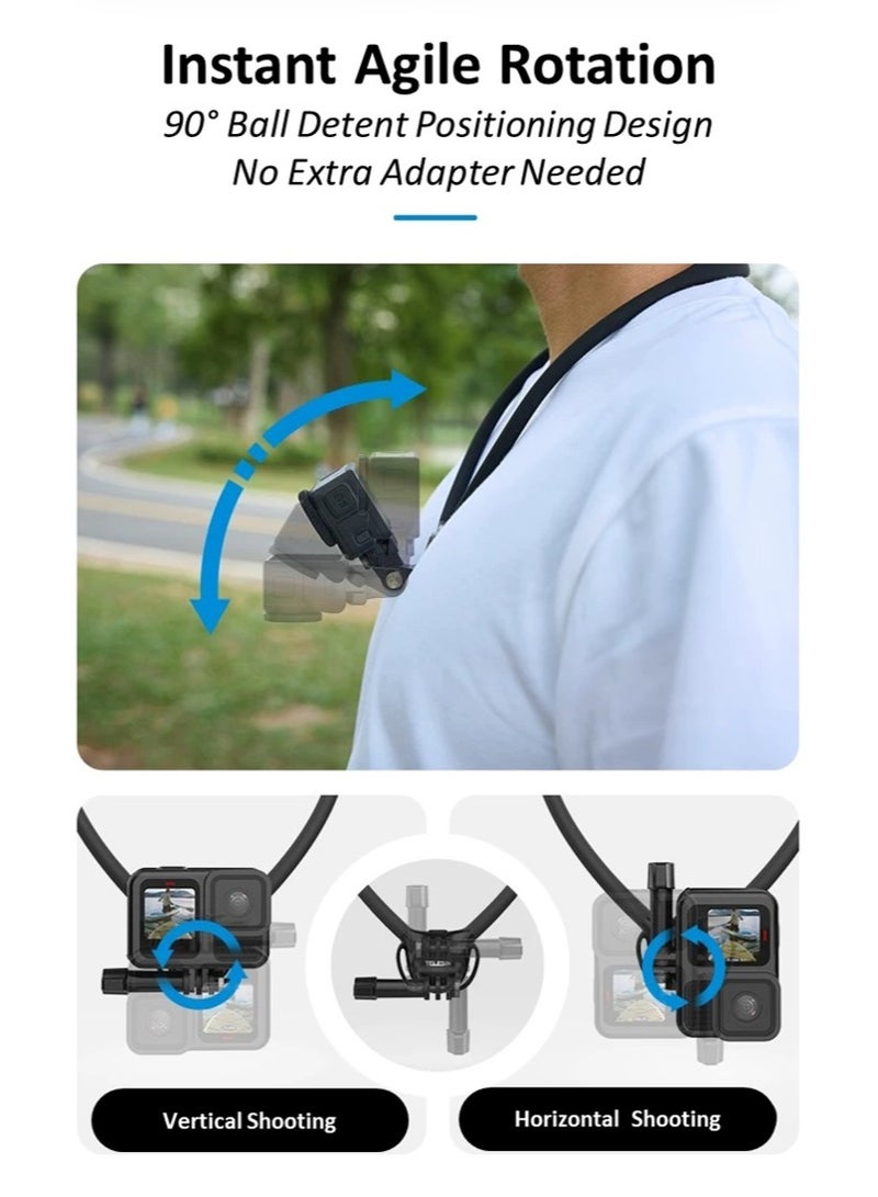 تيليسن حامل كاميرا مغناطيسي للتعليق على الرقبة من TELESIN SE 2.0 مع وسادة هوائية لدعم كاميرا GoPro Insta360 DJI Action Sports Camera Vlog حزام رقبة وحزام جسم لكاميرا الحركة - Image 5
