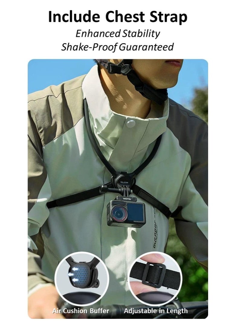 تيليسن حامل كاميرا مغناطيسي للتعليق على الرقبة من TELESIN SE 2.0 مع وسادة هوائية لدعم كاميرا GoPro Insta360 DJI Action Sports Camera Vlog حزام رقبة وحزام جسم لكاميرا الحركة - Image 4