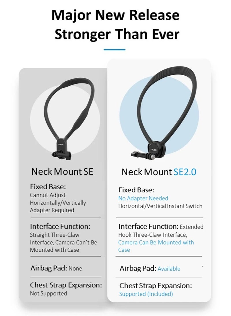 تيليسن حامل كاميرا مغناطيسي للتعليق على الرقبة من TELESIN SE 2.0 مع وسادة هوائية لدعم كاميرا GoPro Insta360 DJI Action Sports Camera Vlog حزام رقبة وحزام جسم لكاميرا الحركة - Image 2