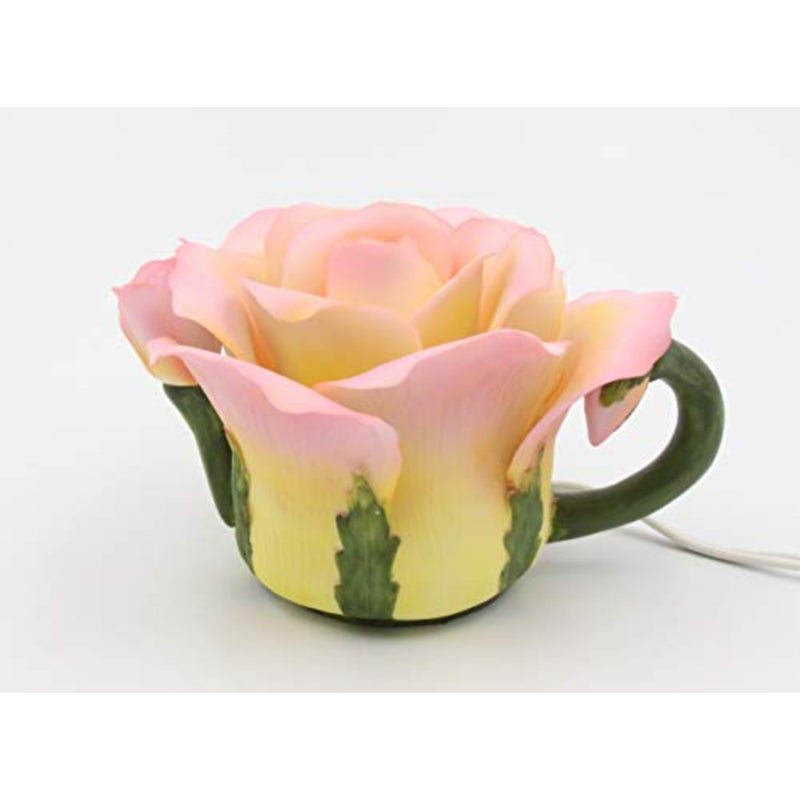 Fine Porcelain Lighted Pink Rose Night Light Figurine, 6" L - Image 5