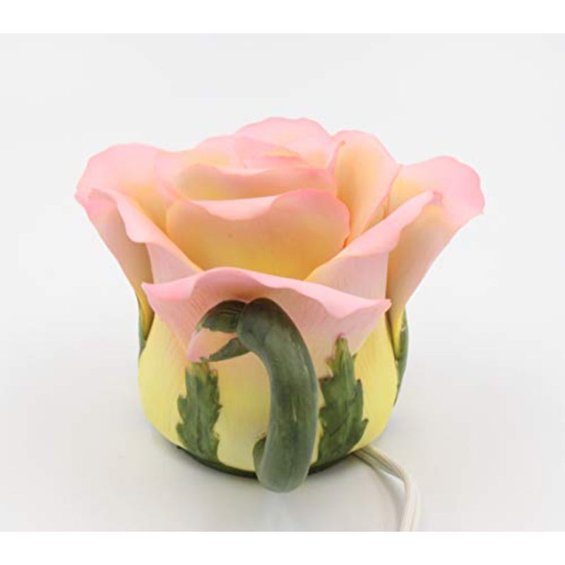 Fine Porcelain Lighted Pink Rose Night Light Figurine, 6" L - Image 4