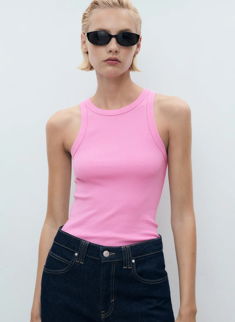 MANGO Ribbed cotton-blend top