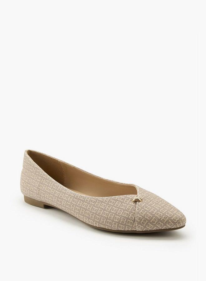 Flora Bella By Shoexpress Monogram Print Slip-On Ballerina Shoes - Image 1