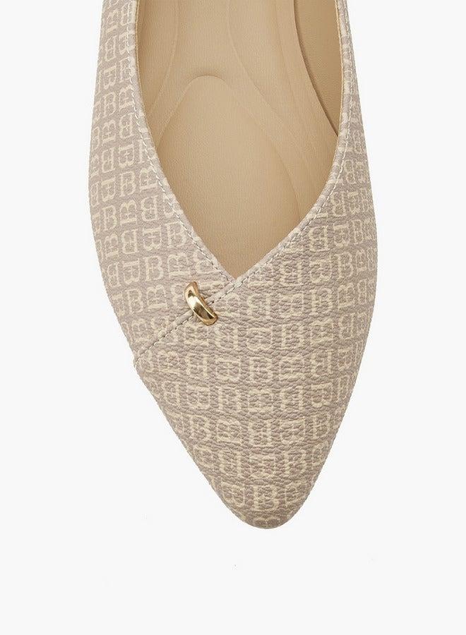 Flora Bella By Shoexpress Monogram Print Slip-On Ballerina Shoes - Image 4
