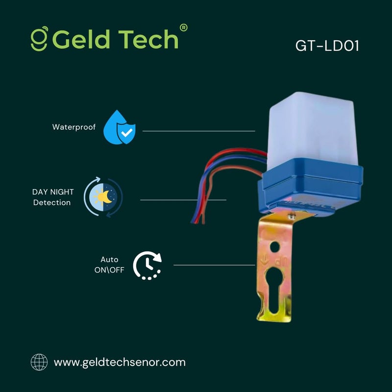 Geld Tech GTLD01 Photocell Daylight Sensor Auto Night Light Sensor Auto Switch Off Light Photocell Sensor Switch ldr Sensor Switch for Lighting IP44 Photocell Sensor 06A  - Image 2