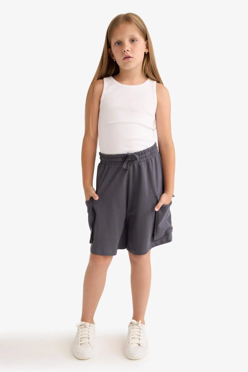 ديفاكتو Girl Cargo Fit Sweatshirt Fabric Shorts