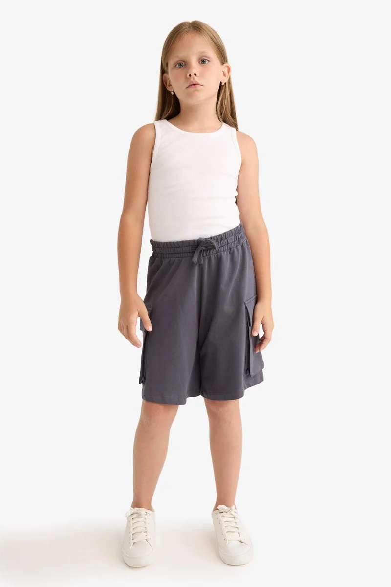 ديفاكتو Girl Cargo Fit Sweatshirt Fabric Shorts