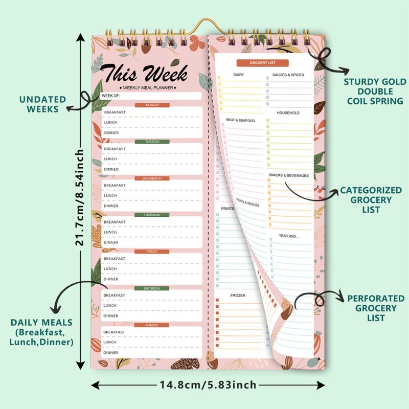Weekly Meal Planner With Grocery List 52 Sheets Food Organizer No 4 UK - Image 4