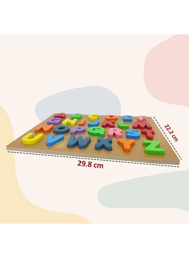 Wembley Toys Wembley Wooden Uppercase A-Z English Alphabetical Puzzle Board for Kids(25 pieces) | Wooden Multicolor Learning Educational Board for Kids | Preschool Learning Educational Puzzle Set Multicolor for Kids Ages 3+ IS 9873(Part 1), BIS approved - Image 3