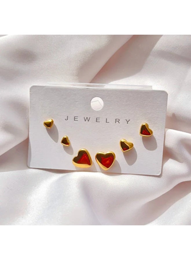 Jewelry Elegant 3-Piece Heart-Shaped Earrings Set – Stylish and Versatile Jewelry Trio Featuring Dainty, Bold, and  Heart Designs – Perfect Gift for Women - Image 2