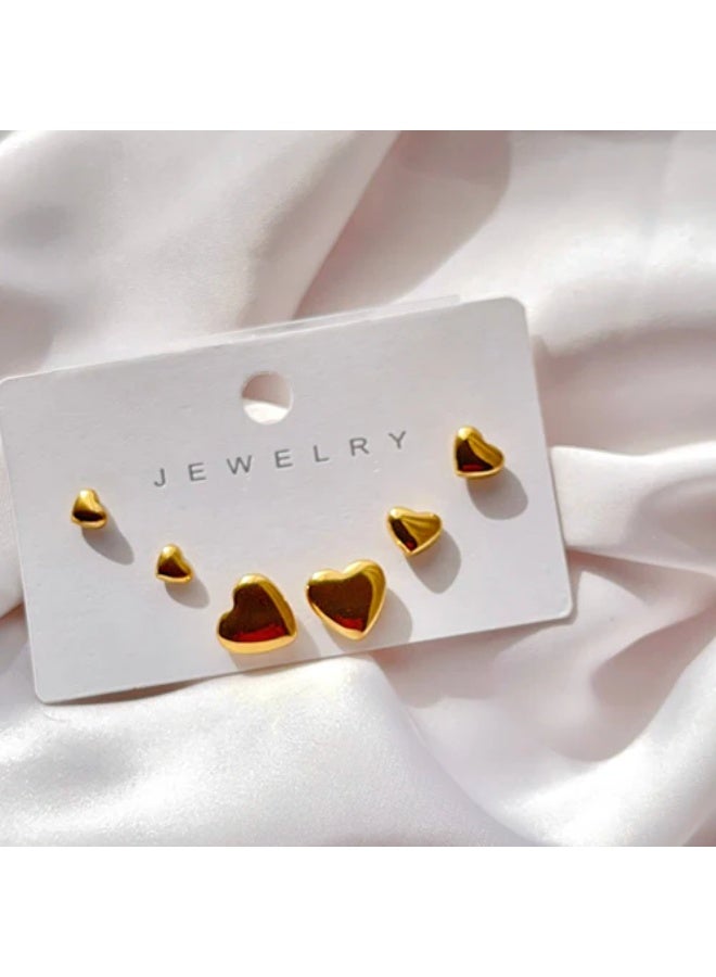 Jewelry Elegant 3-Piece Heart-Shaped Earrings Set – Stylish and Versatile Jewelry Trio Featuring Dainty, Bold, and  Heart Designs – Perfect Gift for Women - Image 1