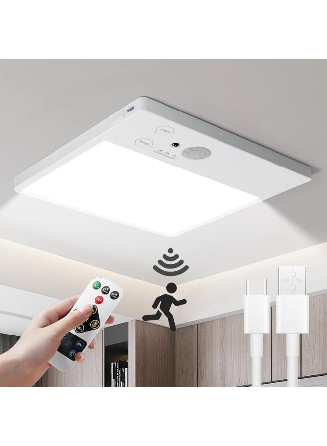 كيلا مصباح سقف LED مدمج، مصباح قابل لإعادة الشحن يعمل بالبطارية مع جهاز تحكم عن بعد، بدون أسلاك مصباح لاسلكي يعمل بمستشعر حركة، 12000mAh IP54 مصباح سقف مقاوم للماء للحمام والدش وخزانة المطبخ - Image 1