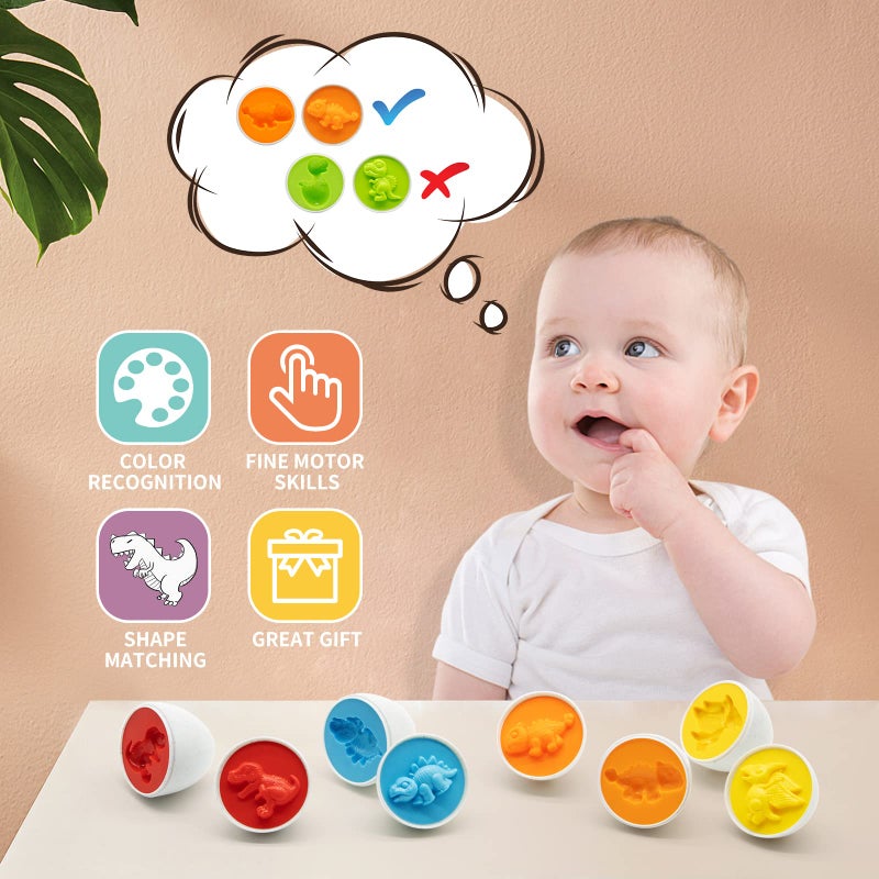 MOONTOY Dinosaur Matching Eggs for Toddlers â€“ Easter Eggs Toy â€“ 12PCS Educational Learning Color & Shape Recognition Montessori STEM Toy, Sorting Fine Motor Skills, Easter Gift, Easter Basket Stuffers - Image 3