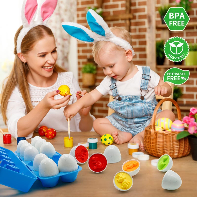 MOONTOY Dinosaur Matching Eggs for Toddlers â€“ Easter Eggs Toy â€“ 12PCS Educational Learning Color & Shape Recognition Montessori STEM Toy, Sorting Fine Motor Skills, Easter Gift, Easter Basket Stuffers - Image 4