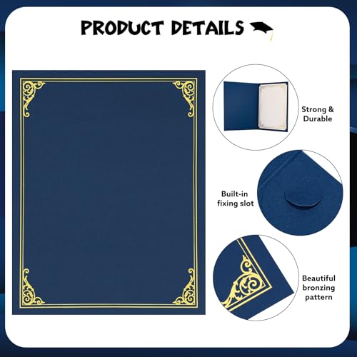 WSICSE 24 Pack Navy Blue Certificate Holders with Gold Foil Border, Certificate Covers for 8.5 x 11 Inch Certificate Paper Graduation Award Documents - Image 3