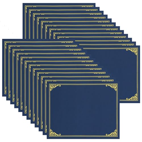 WSICSE 24 Pack Navy Blue Certificate Holders with Gold Foil Border, Certificate Covers for 8.5 x 11 Inch Certificate Paper Graduation Award Documents - Image 1