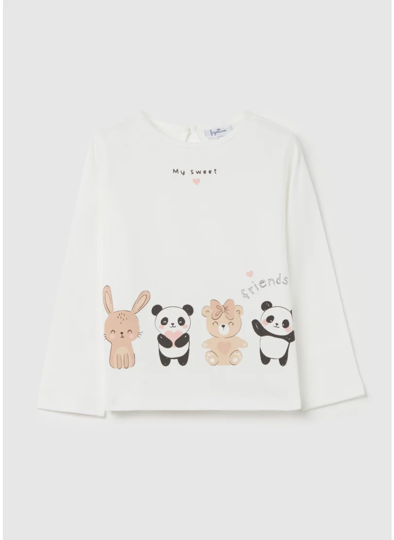 Ovs T-shirt with long sleeves and animals print